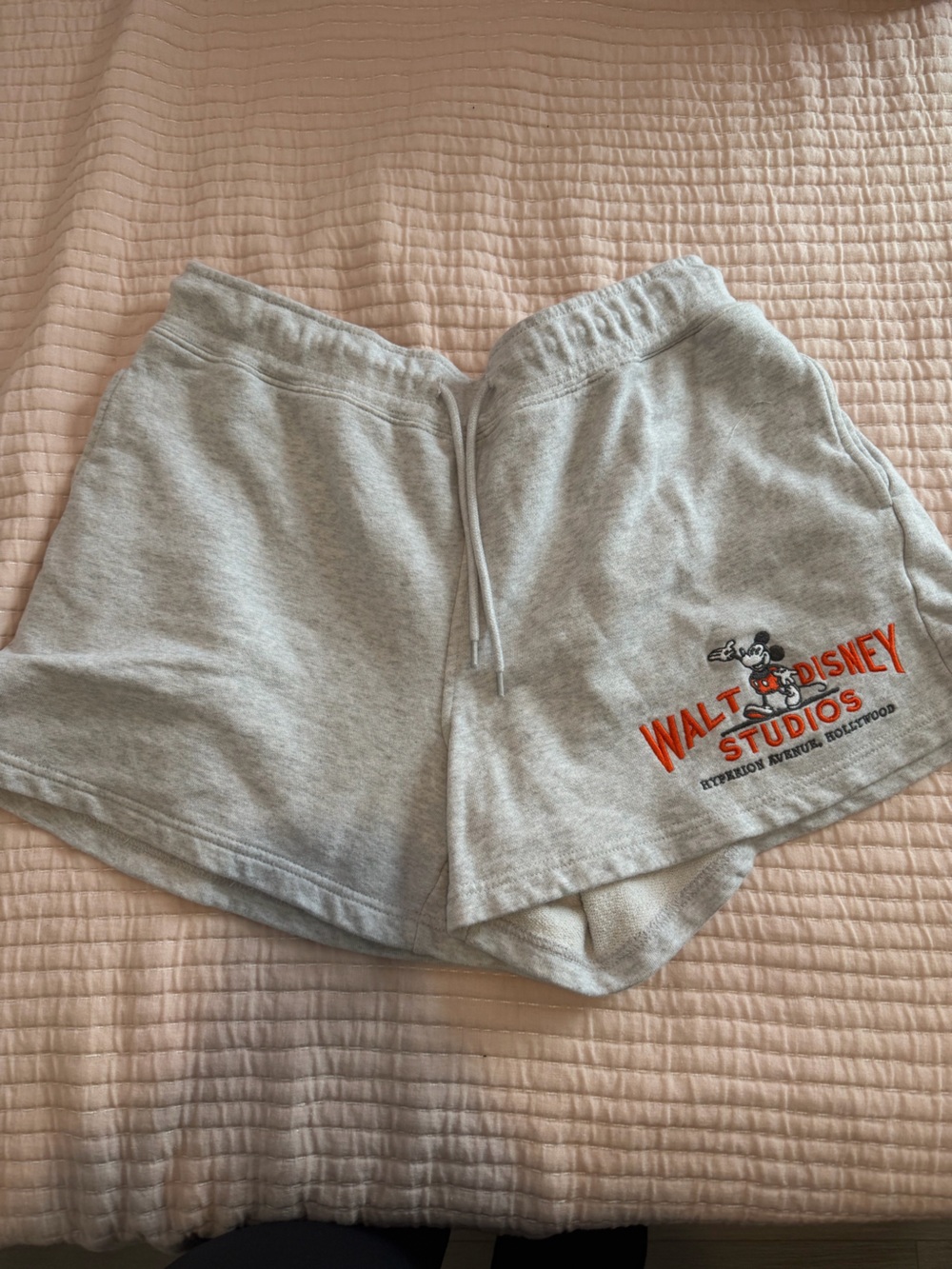 Disney Gray Athletic Shorts with Orange Walt Disney Studios Logo